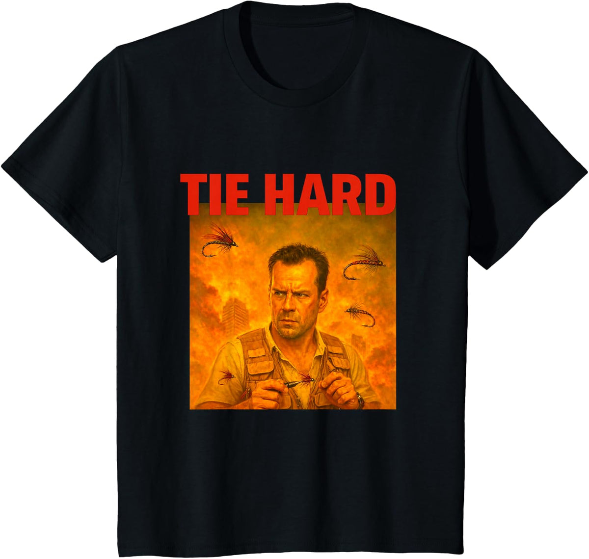 Tie Hard Fly Fisherman Fishing T-Shirt - Black