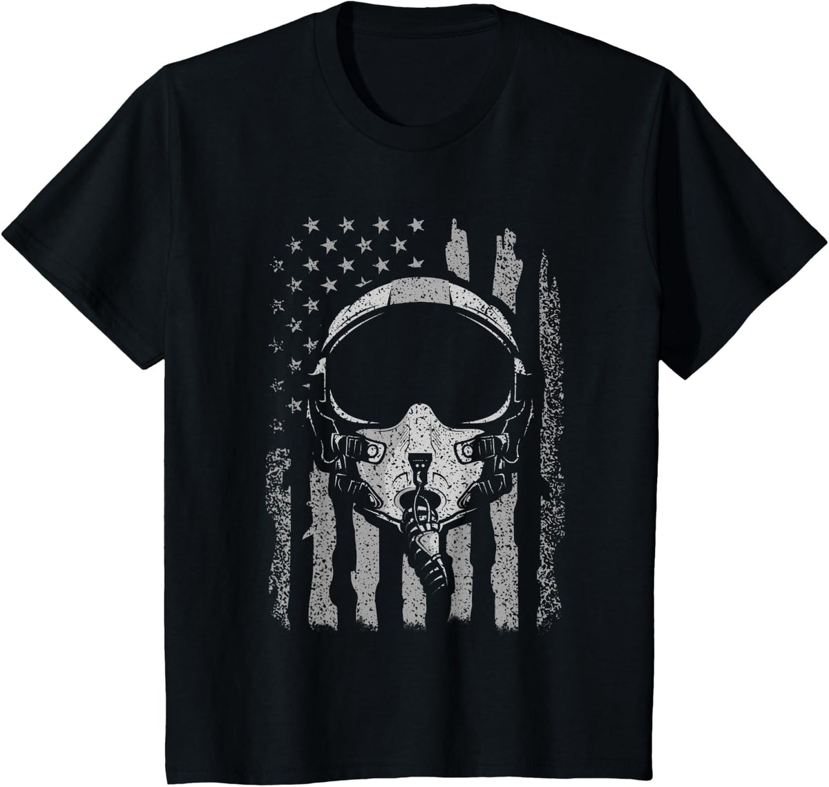 Jet Helmet Pilot Helmet American Flag T-Shirt - Black