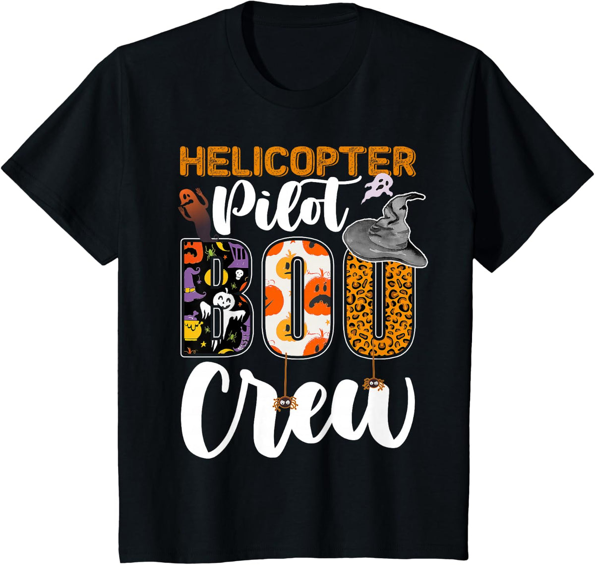 Helicopter Pilot Boo Crew Halloween Costume Matching T-Shirt - Black
