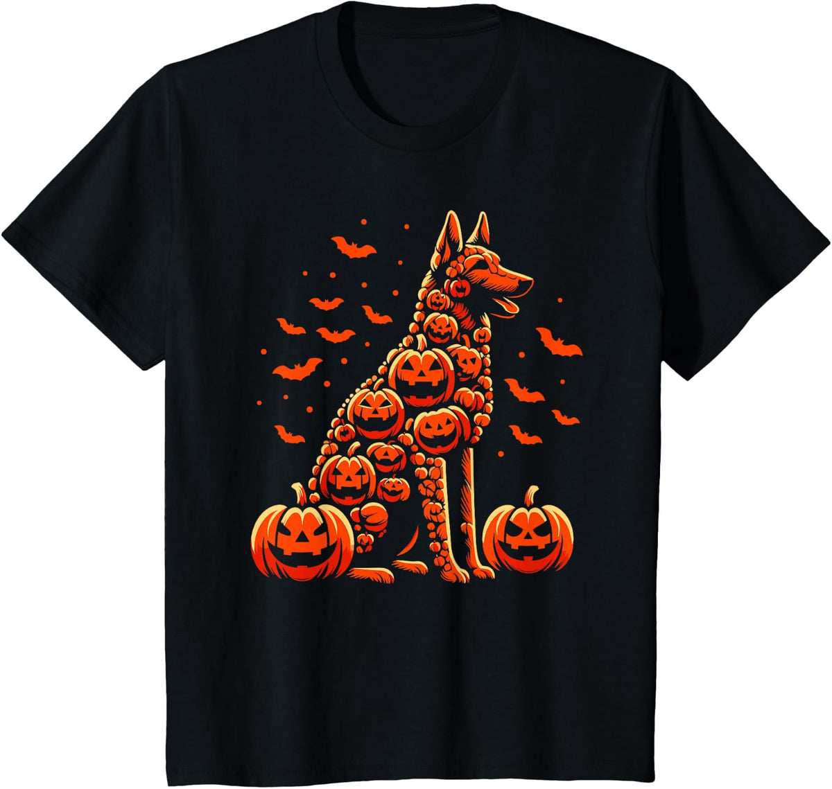 Belgian Malinois Pumpkin Jack O Lantern Halloween Men Women T-Shirt - Black