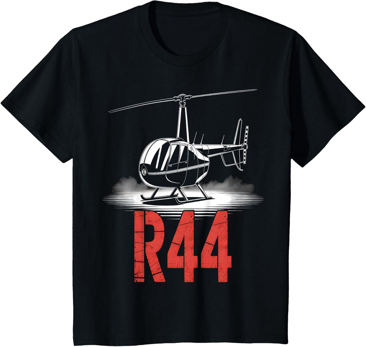 R44 Helicopter Pilot Vintage T-Shirt - Black