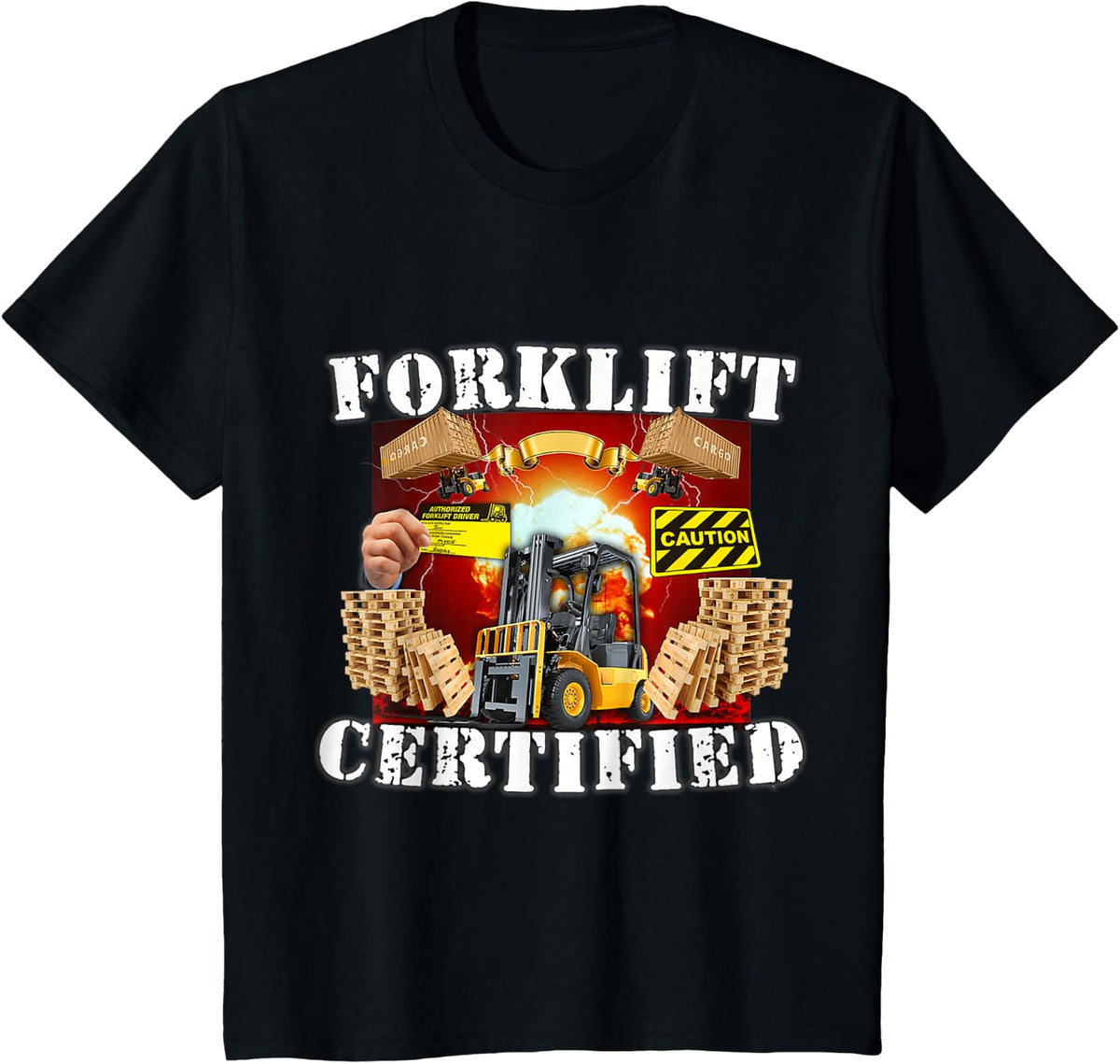 Forklift Certified Shirt, Funny Forklift Oddly Specific Meme T-Shirt - Black