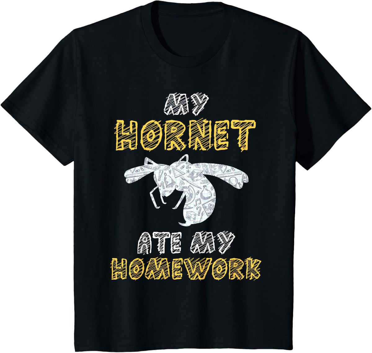 My Hornet Ate My Homework Insect Wasp Kid Back To School T-Shirt - Black