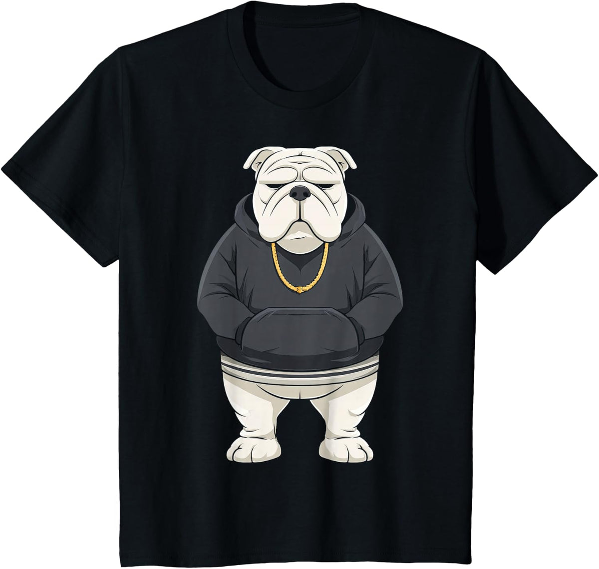 Cute English Bulldog Design T-Shirt - Black