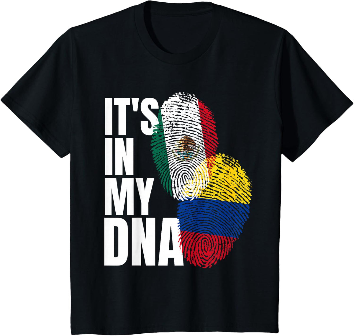 Colombian And Mexican DNA Perfection Heritage T-Shirt Tee For Men Women - Black