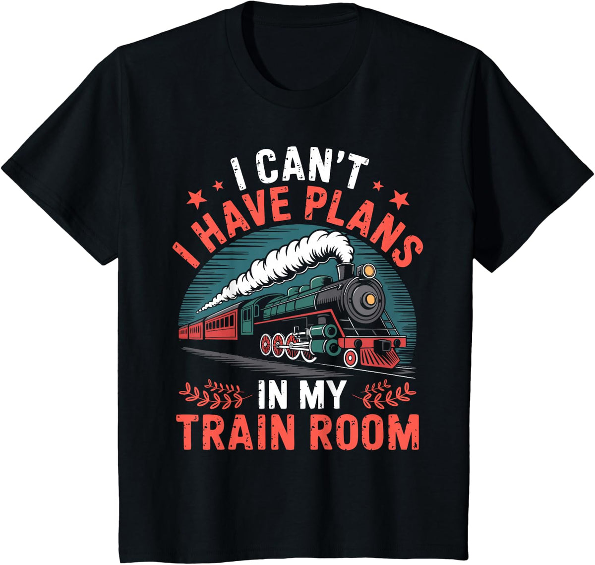 Miniature Railroad Enthusiast Train Room Hobby Model Train T-Shirt - Black