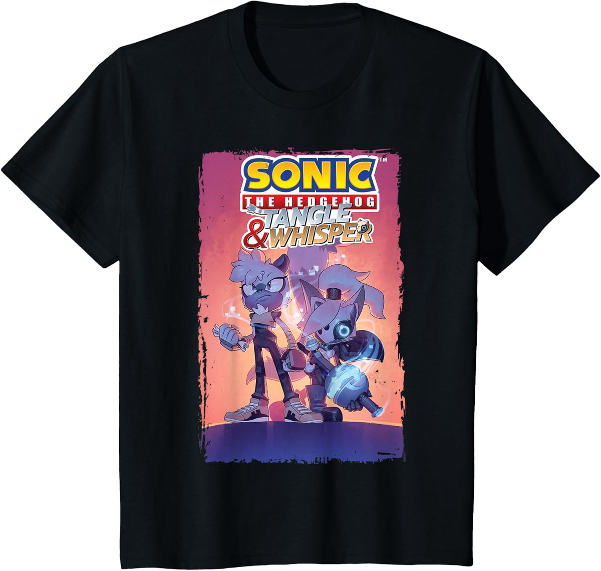 Sonic the Hedgehog Comic Cover Tangle & Whisper T-Shirt - Black