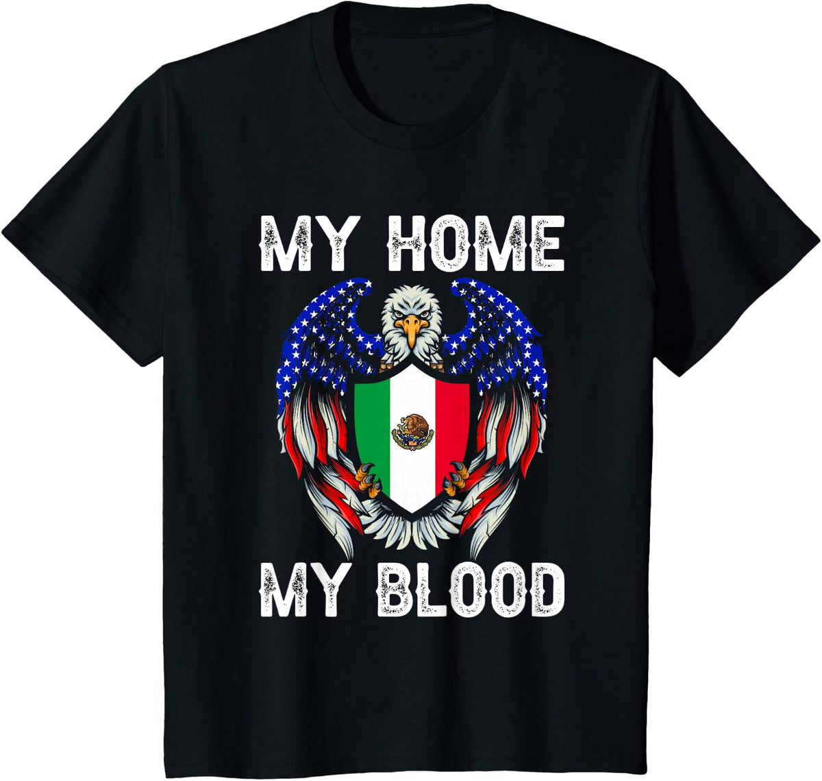 My Blood my Home Vintage American Grown with Mexican Roots T-Shirt - Black