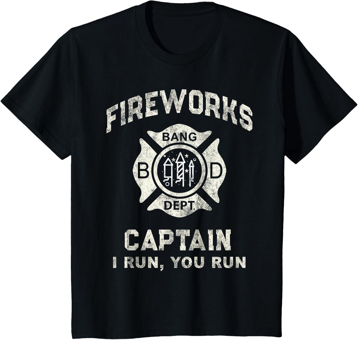 Funny FIREWORKS CAPTAIN Safety Director If I Run You We All T-Shirt - Black