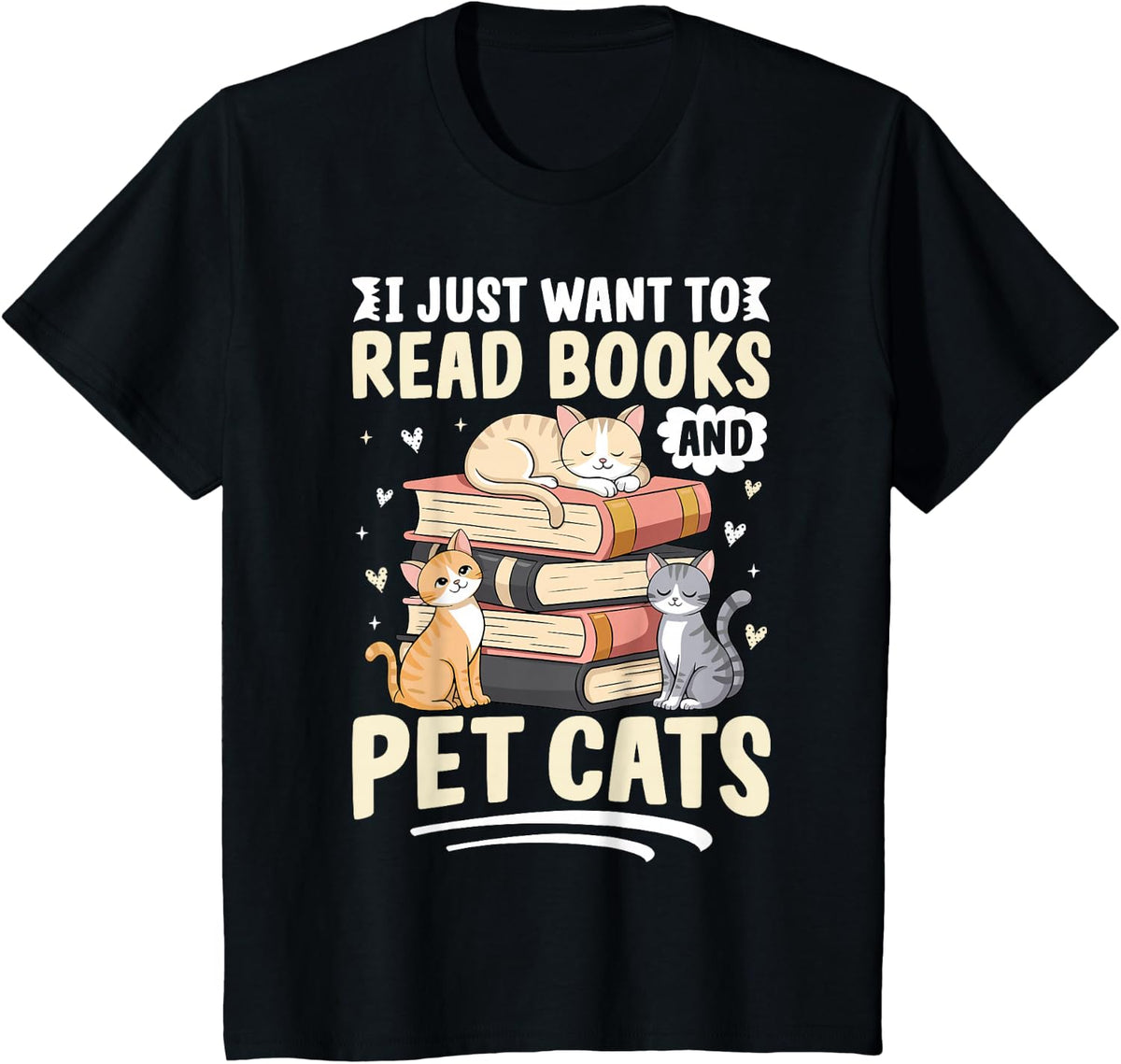 Read Books And Pet Cats Funny Cat Lover Women Girls Kids T-Shirt - Black