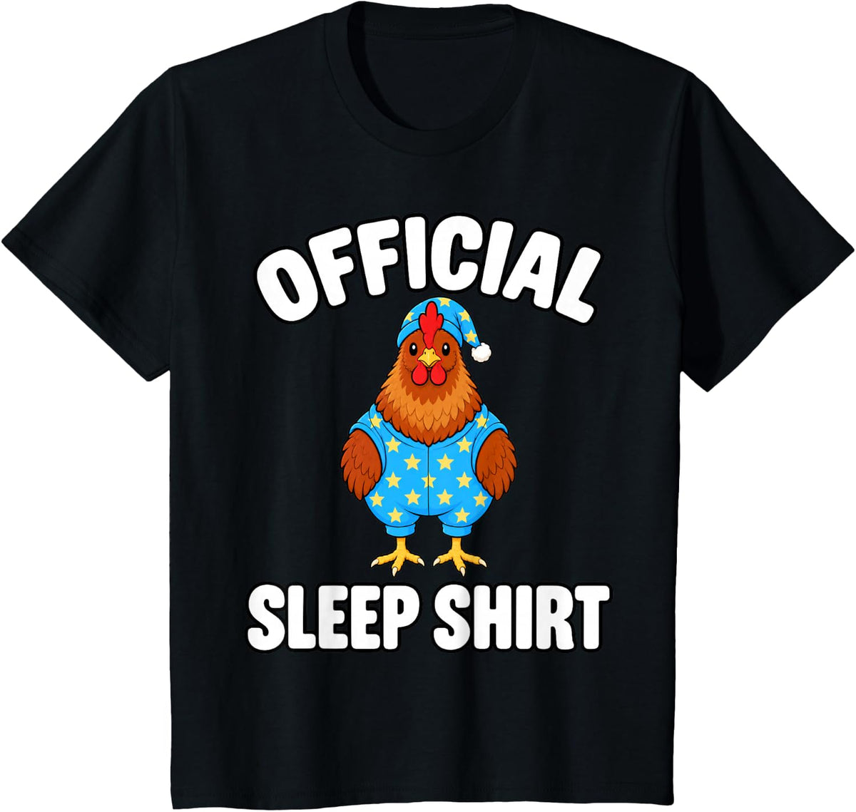 Chicken Sleeping in Pajamas Official Sleepshirt Cute T-Shirt - Black