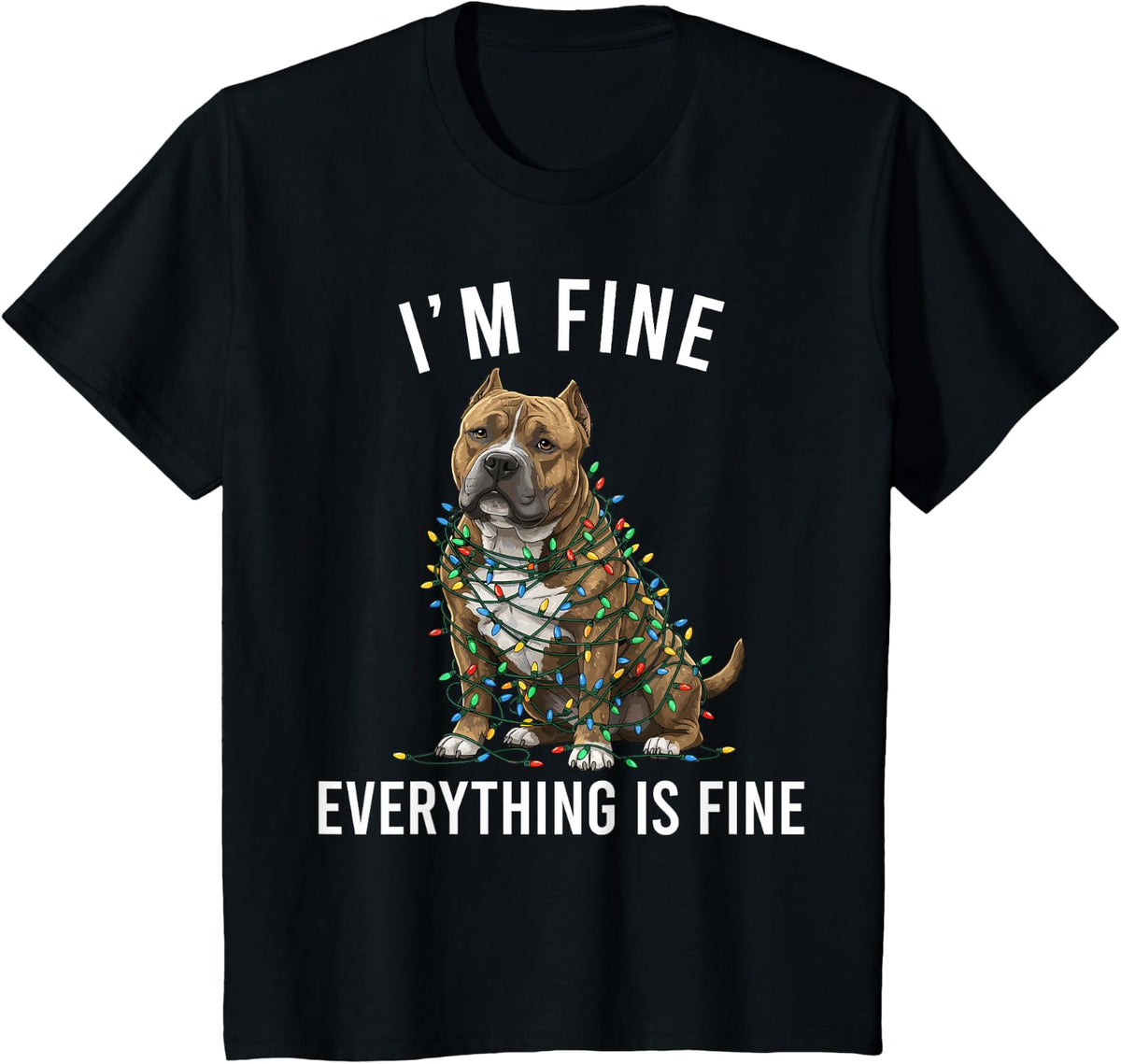 American Bully Christmas I'm Fine Everything is Fine T-Shirt - Black
