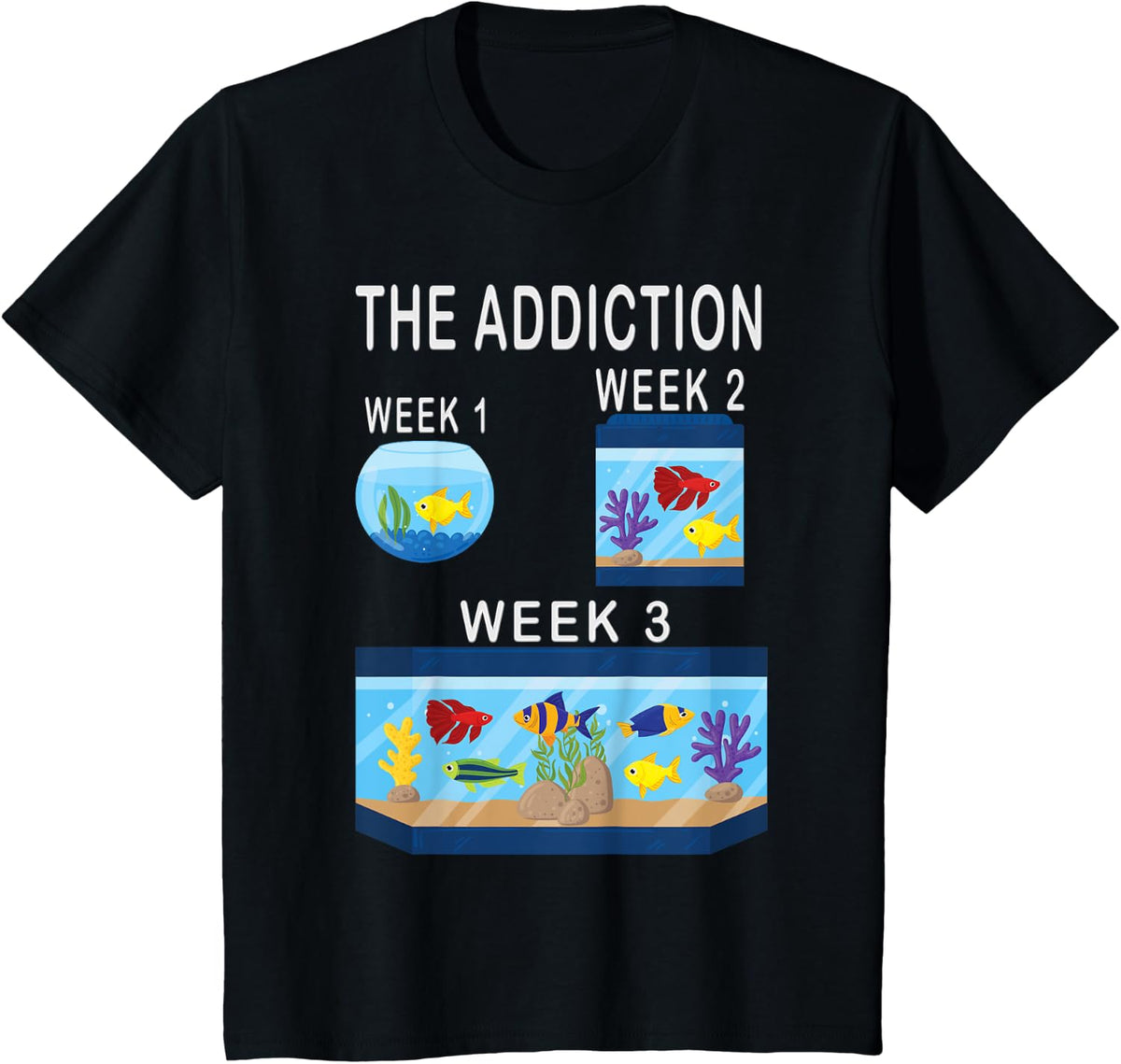 Funny Aquarium Aquarist Fish Tank Addiction Fish Keeping T-Shirt - Black