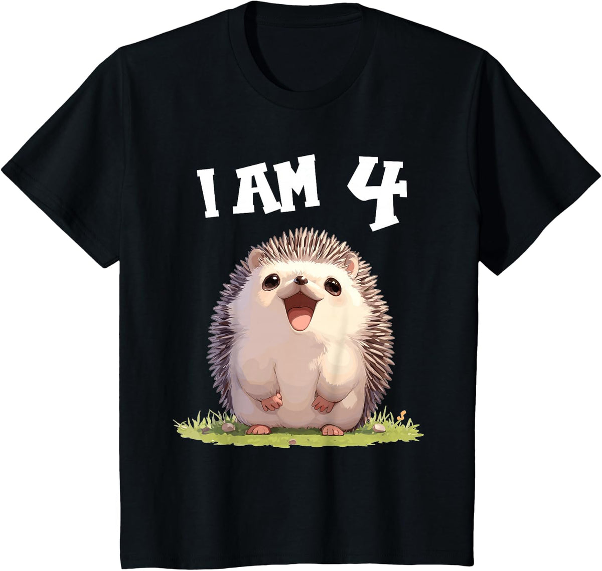 Kids 4 Years old 4 birthday Hedgehogs Boy Girl Hedgehog T-Shirt - Black