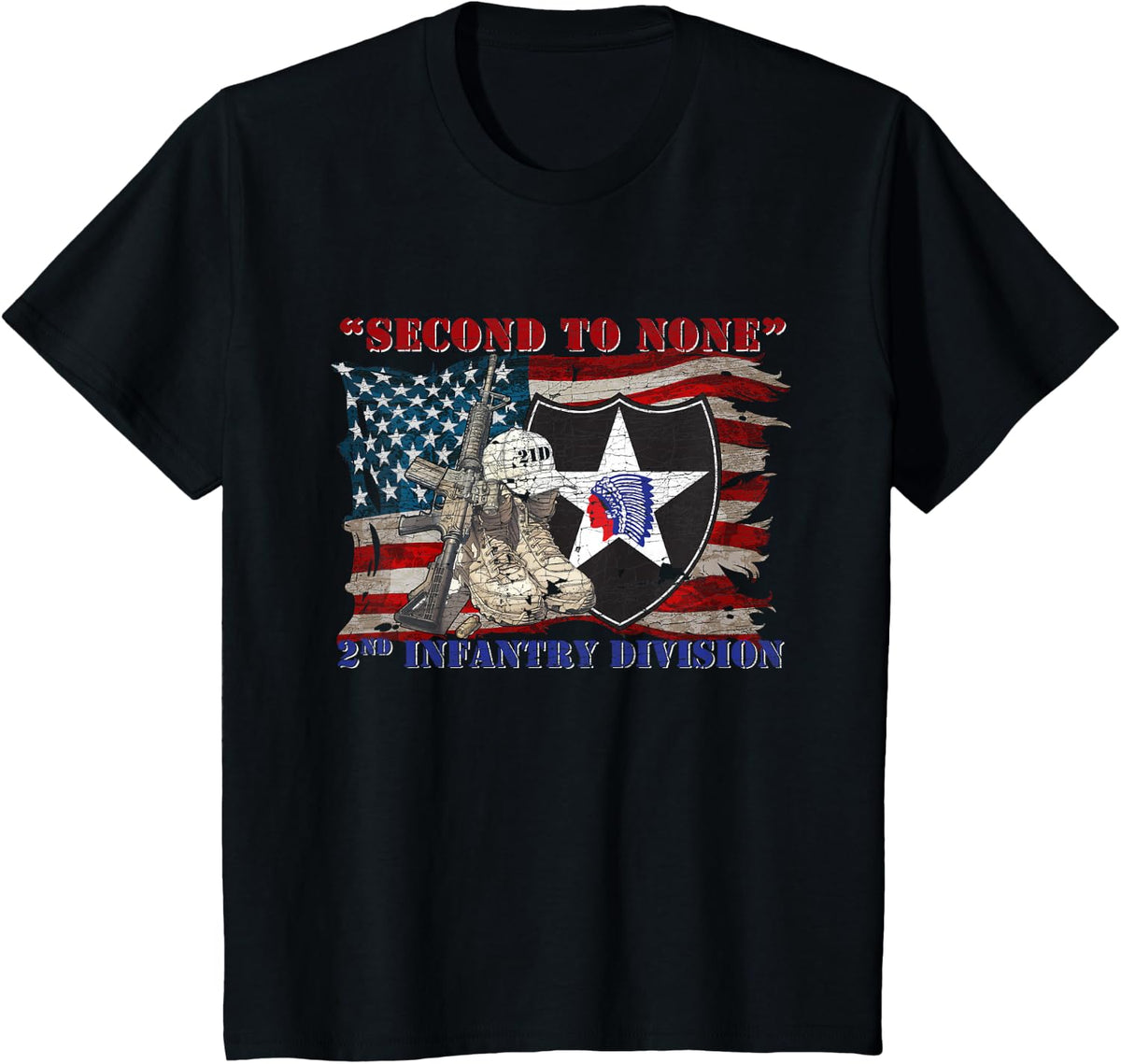 2nd Infantry Division 2nd ID 2ID Camp Humphreys Indianhead T-Shirt - Black