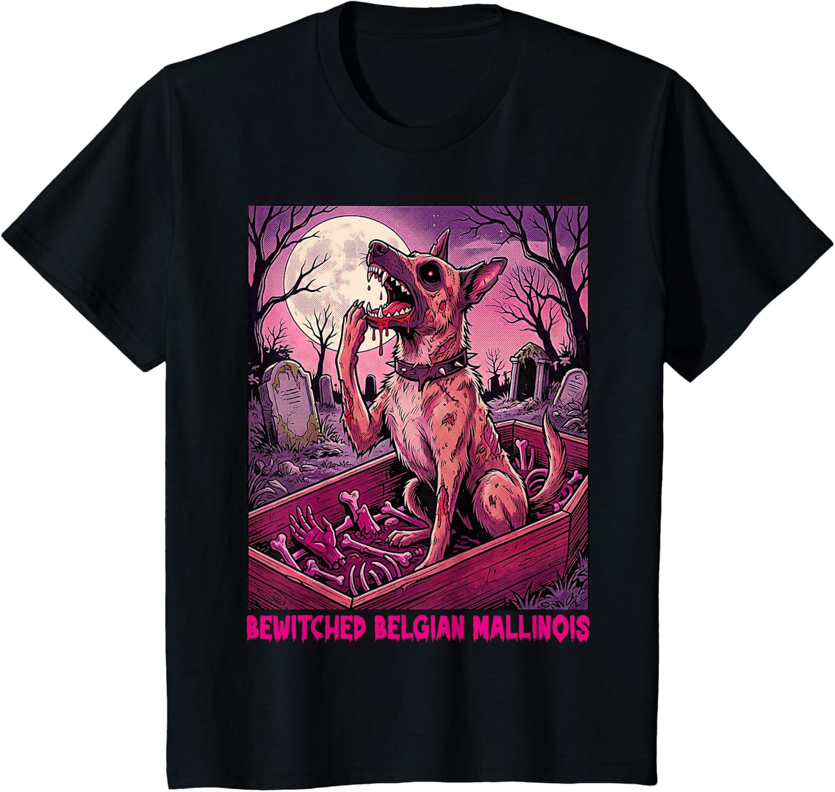 Bewtiched Belgian Malinois Zombie Undead Ghost Spooky Scary T-Shirt - Black