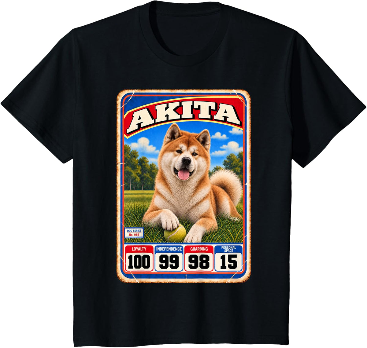 Akita Vintage 70s 80s Sports Trading Card T-Shirt - Black