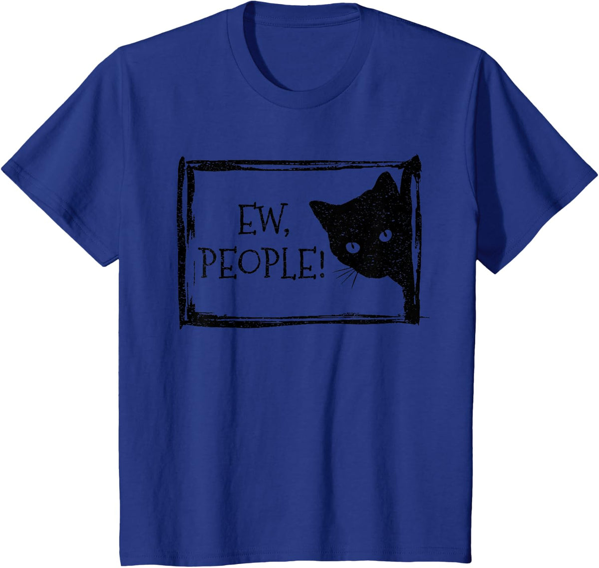 Black Cat Shirt Funny Womens Ew People Meowy Cat Lovers T-Shirt - Royal Blue