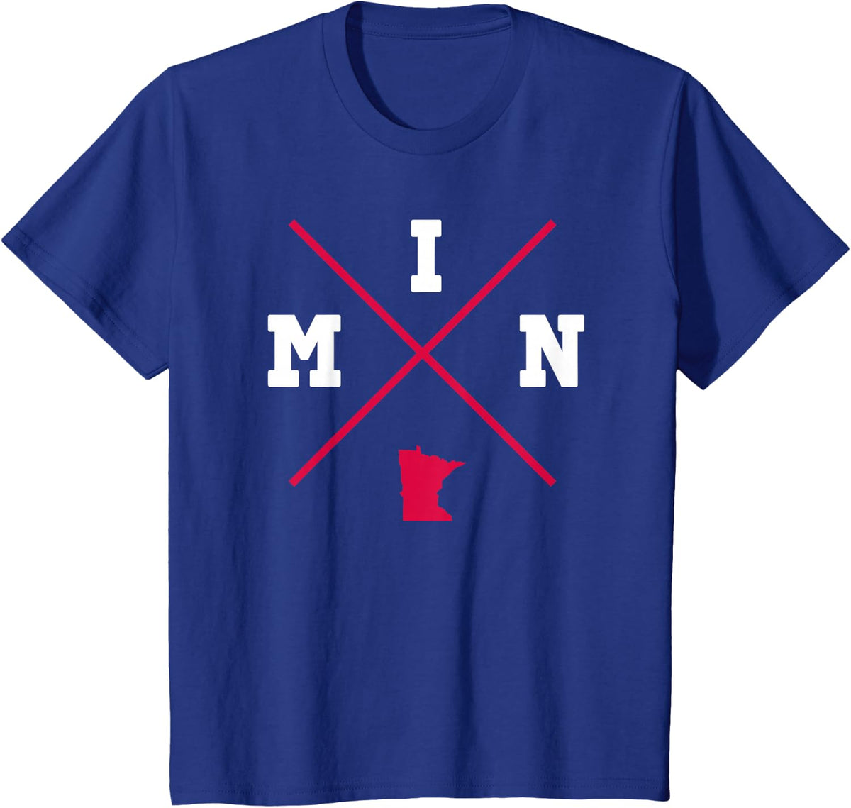 Classic MIN Minnesota Red Vintage State Outline T-Shirt - Royal Blue