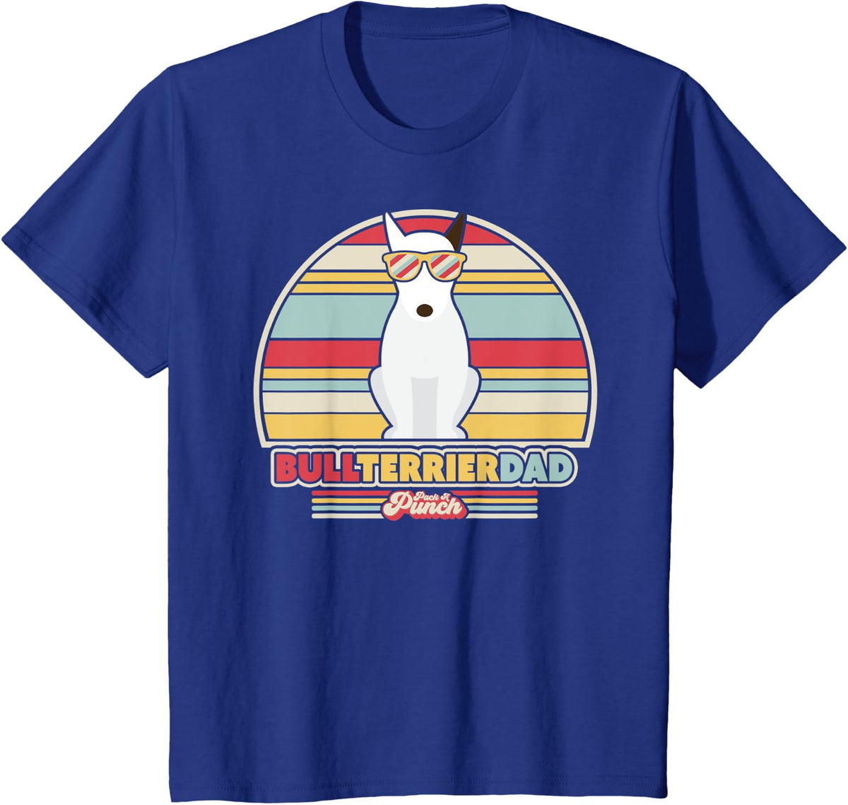 Bull Terrier Dad Shirt. Retro Style T-Shirt - Royal Blue