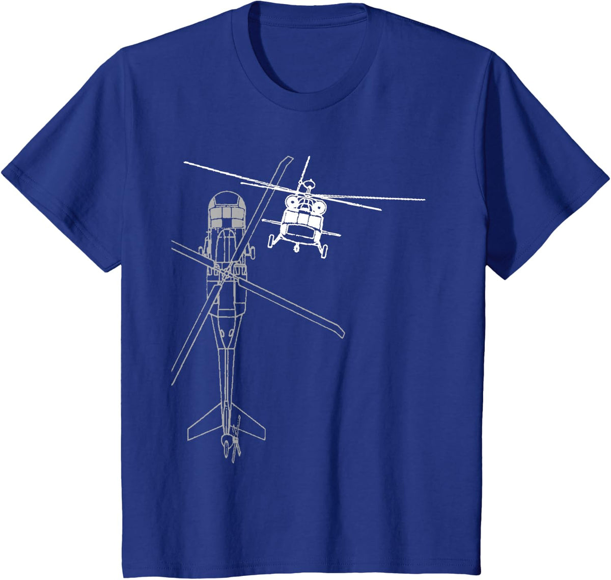 UH-60 Blackhawk Helicopter Line Drawing Flying Pilot T-shirt T-Shirt - Royal Blue