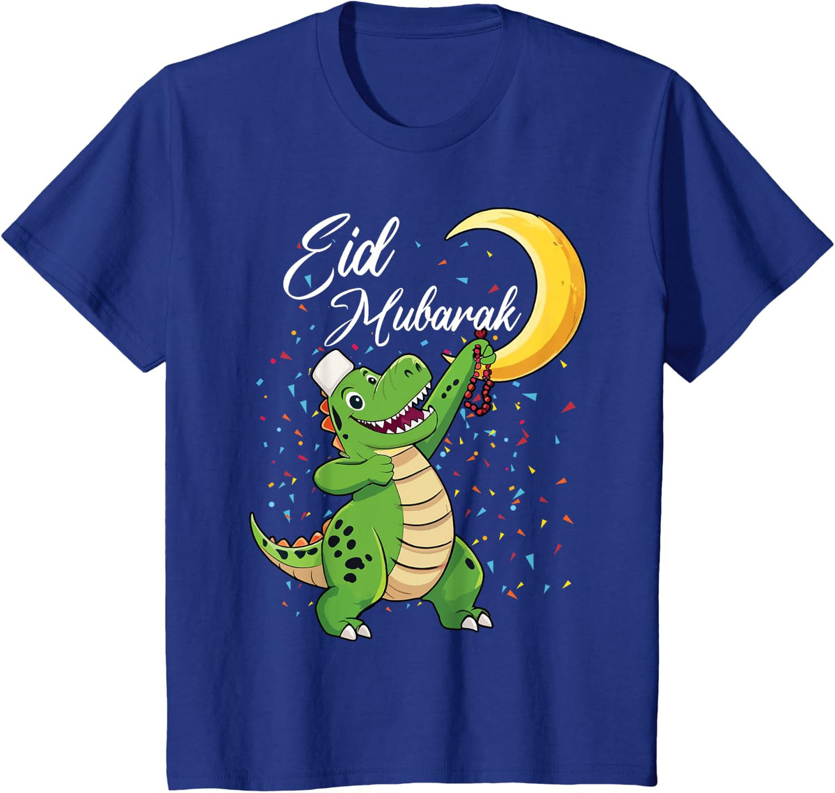 Eid Mubarak Dinosaur Happy Ramadan Islamic Muslim T-Shirt - Royal Blue