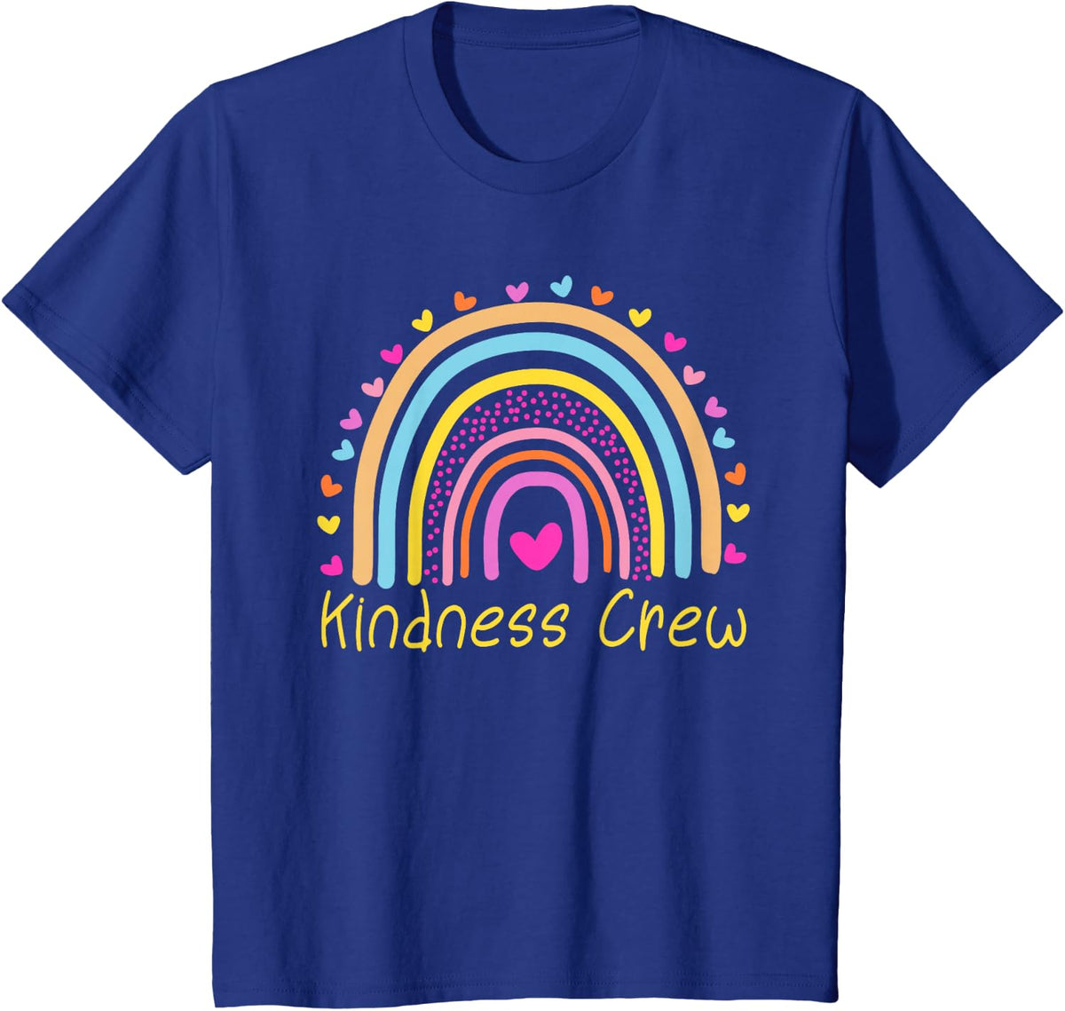 Kindness Crew Kindergarten Teacher Daycare Provider Rainbow T-Shirt - Royal Blue