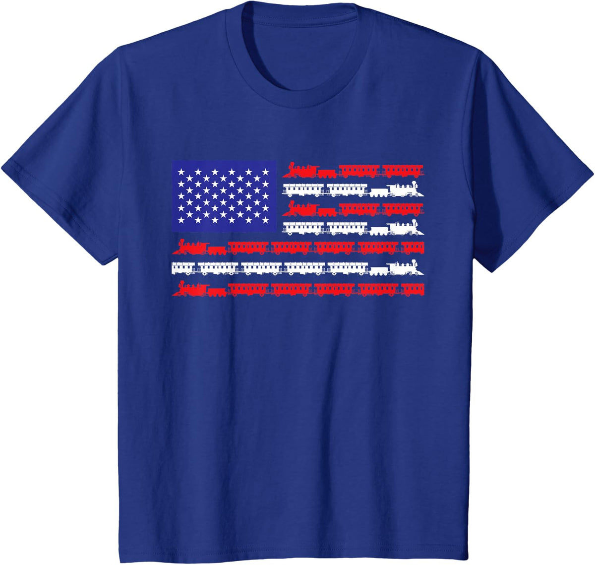 US Flag ho scale trains model railroad lover T-Shirt - Royal Blue