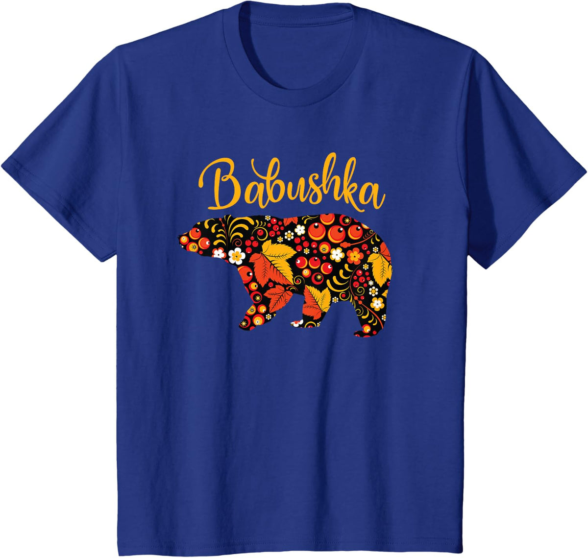 Babushka Bear Russian Matryoshka Pattern Grandma Gift Tees T-Shirts - Royal Blue