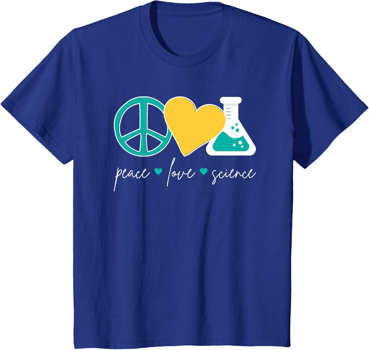 Peace Love Science Funny Chemistry Biology Physics Teacher T-Shirt - Royal Blue