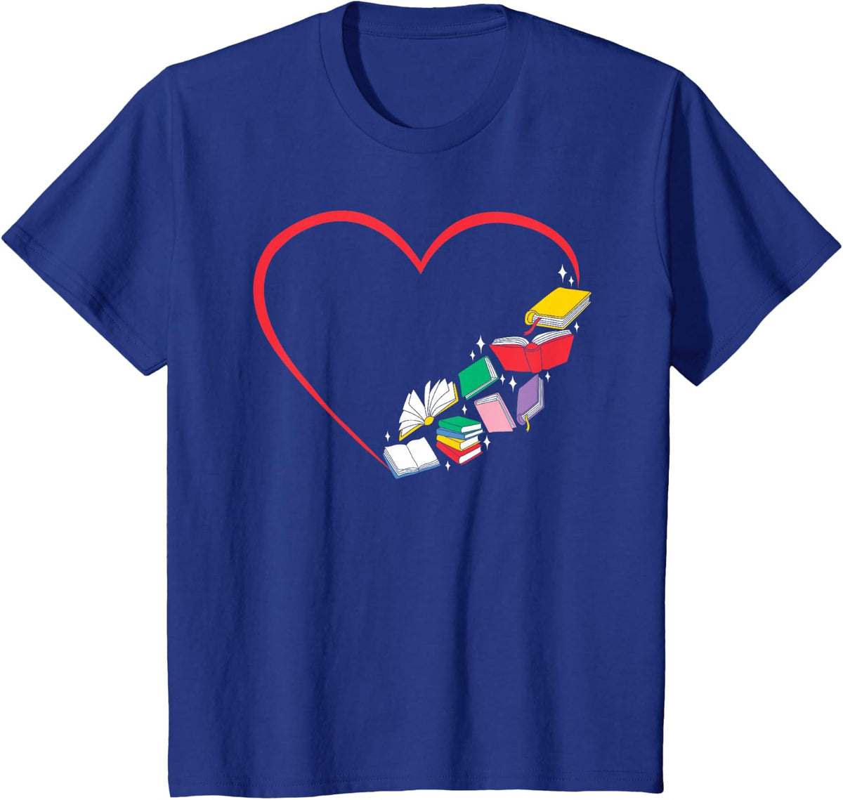 Book Reading Books Heart Tee - I Love Reading Shirt for Book Lovers T-Shirts - Royal Blue