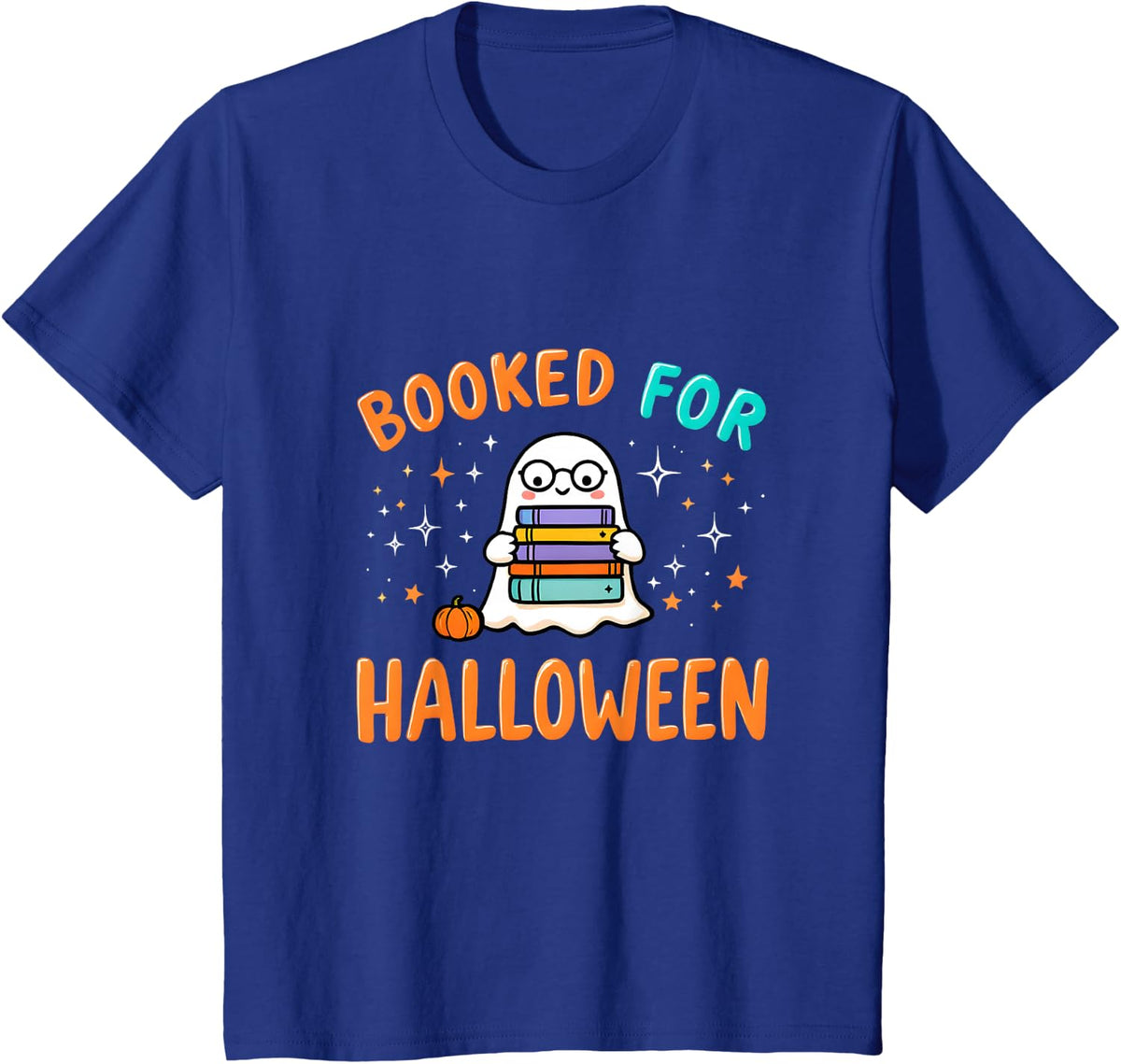 Booked for Halloween Funny Ghost Teacher Spooky Season Books T-Shirt - Royal Blue