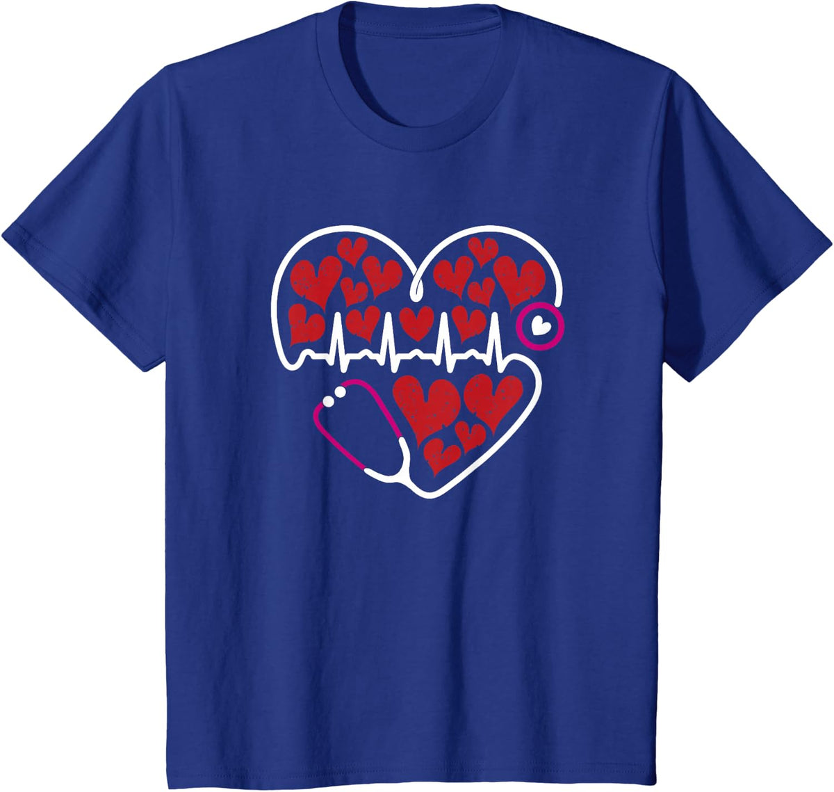 Valentines Day Heart rate Electrocardiogram Tech EKG Nurse T-Shirt - Royal Blue
