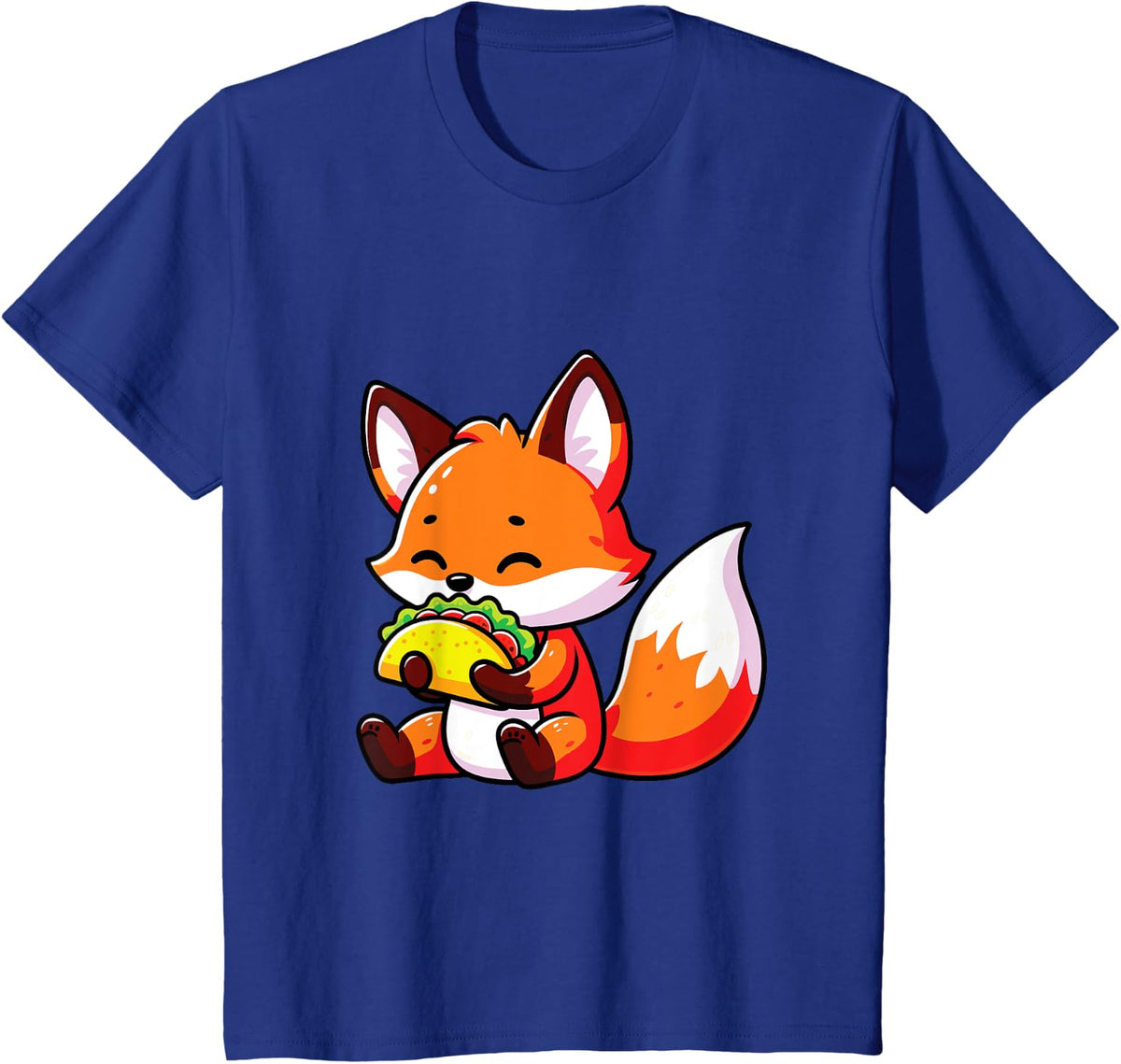 Cute Fox Eating Tacos Mexcian Food Taco Fox Lover T-Shirt - Royal Blue