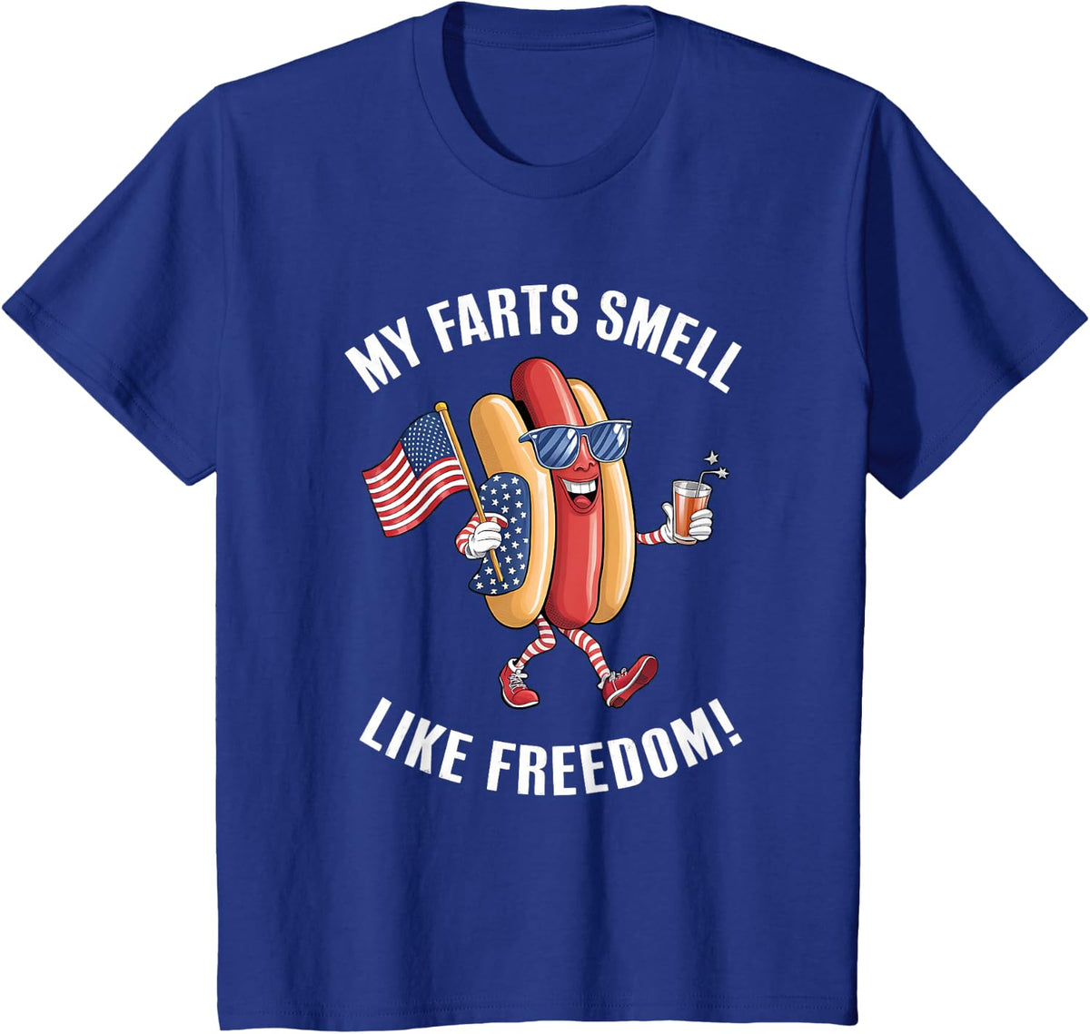 My Farts Smell Like Freedom Funny hotdog Patriotic Graphic T-Shirt - Royal Blue