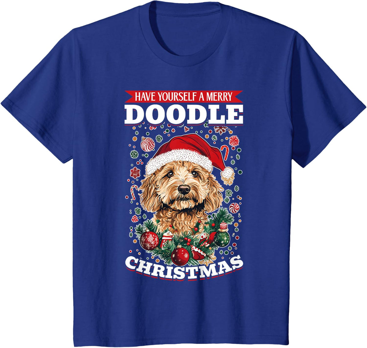 Goldendoodle Christmas Dog Breed Have Yourself a Merry T-Shirt - Royal Blue