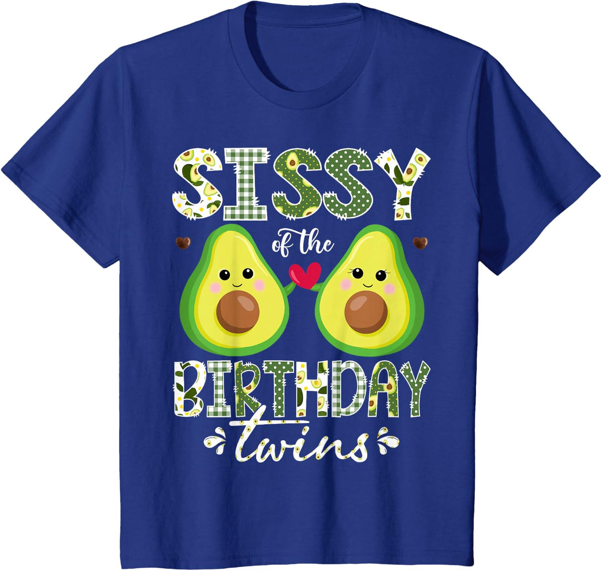 Sissy of The Birthday Twins Kawaii Avocado Birthday Girl T-Shirt - Royal Blue