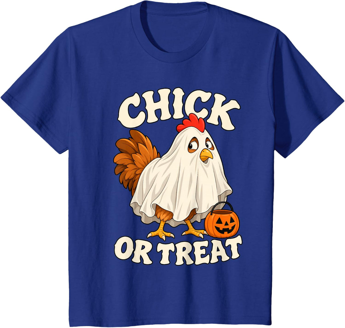 Funny Chicken Halloween Chick Or Treat Hen Farm Animal T-Shirt - Royal Blue
