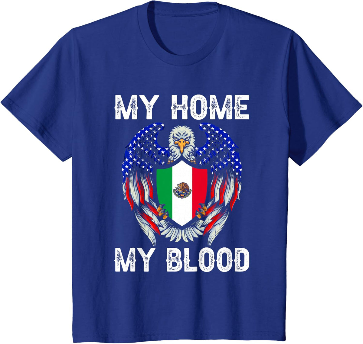 My Blood my Home Vintage American Grown with Mexican Roots T-Shirt - Royal Blue