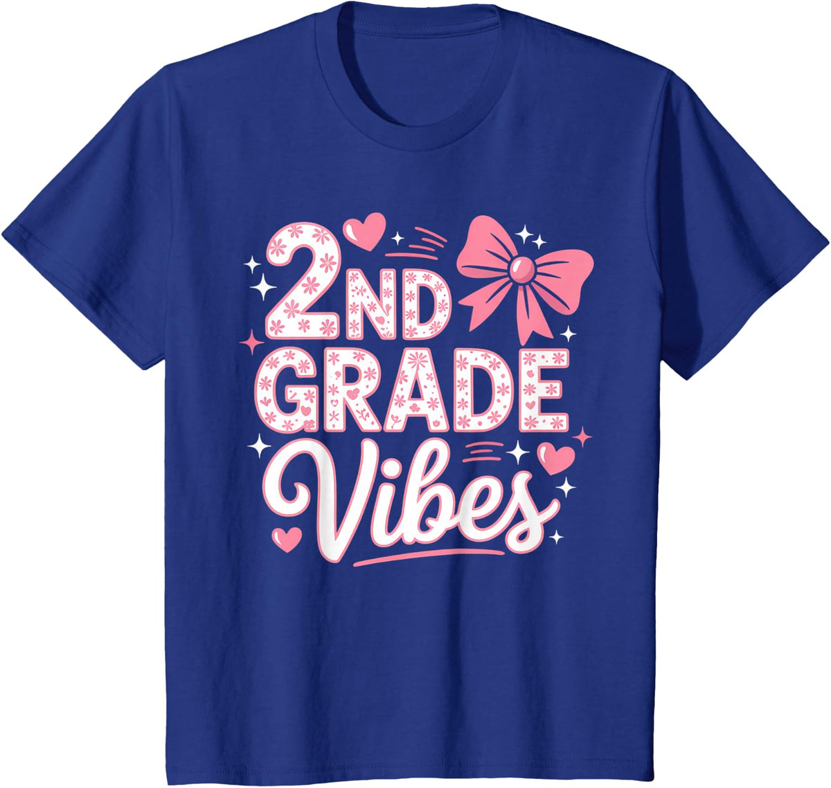 2nd Grade Vibes Coquette Bow Back to School Second Grade T-Shirt - Royal Blue