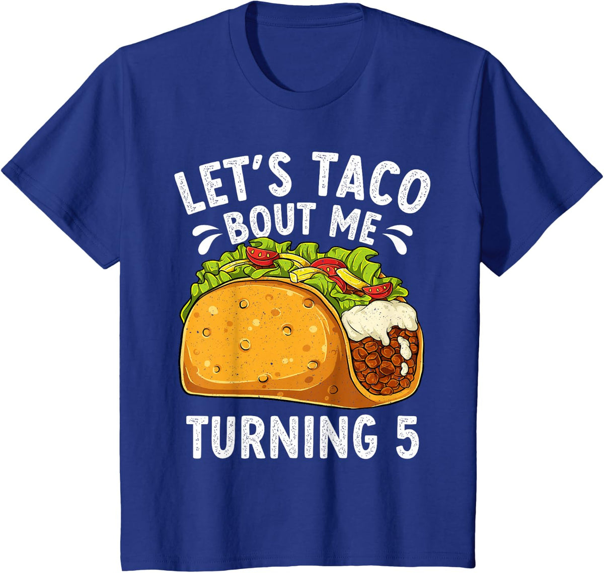 Funny 5th Birthday Taco 5 Years Old Boys Girls Kids T-Shirt - Royal Blue