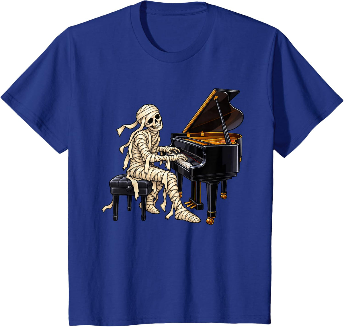 Mummy Playing Piano Musician Music Halloween T-Shirt - Royal Blue