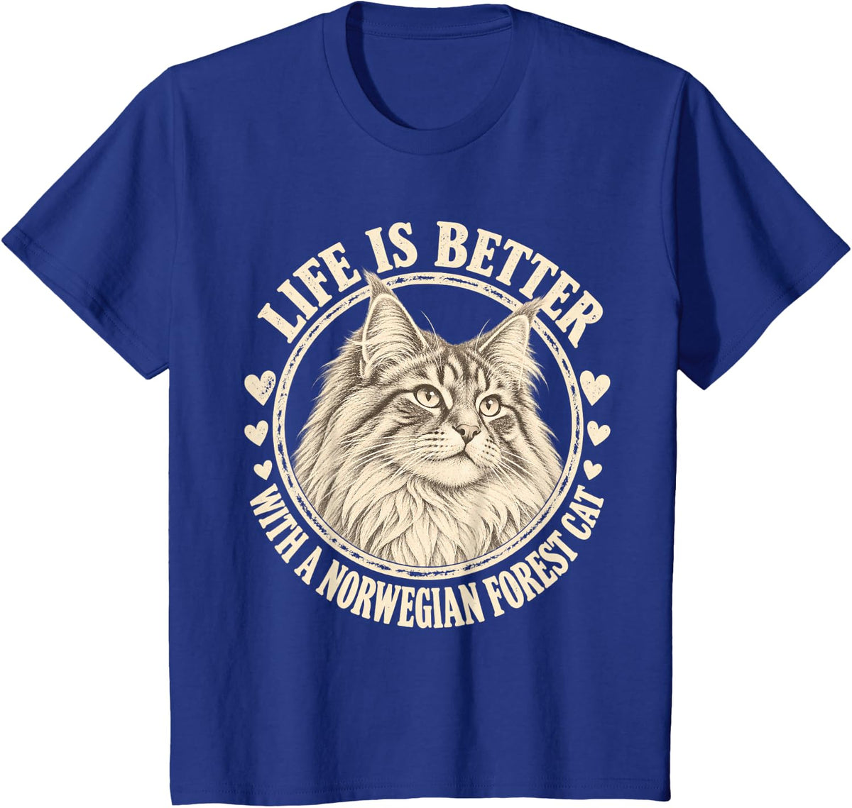 Life is Better with a Norwegian Forest Cat Vintage T-Shirt - Royal Blue