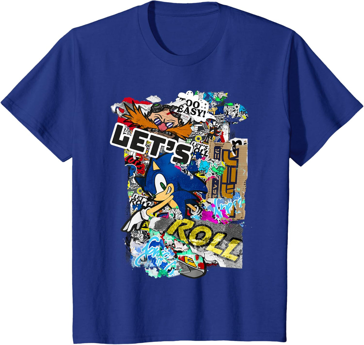 Sonic the Hedgehog Graffiti Let's Roll T-Shirt - Royal Blue