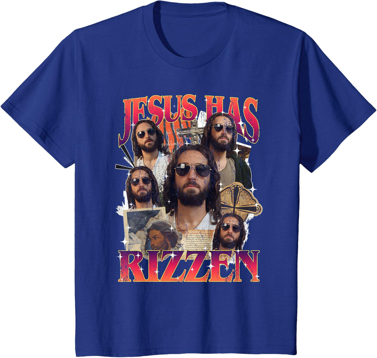 Funny Christian Easter Day Religious Cross Jesus Is Rizzen T-Shirt - Royal Blue