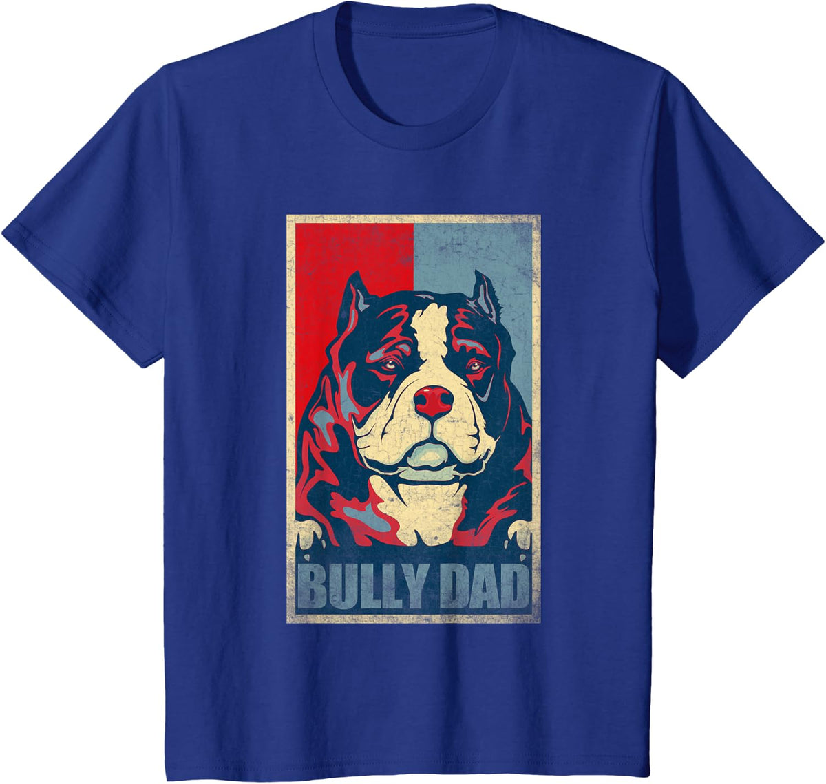 Dog Bully Dad - Vintage American Bully Dad T-Shirt - Royal Blue