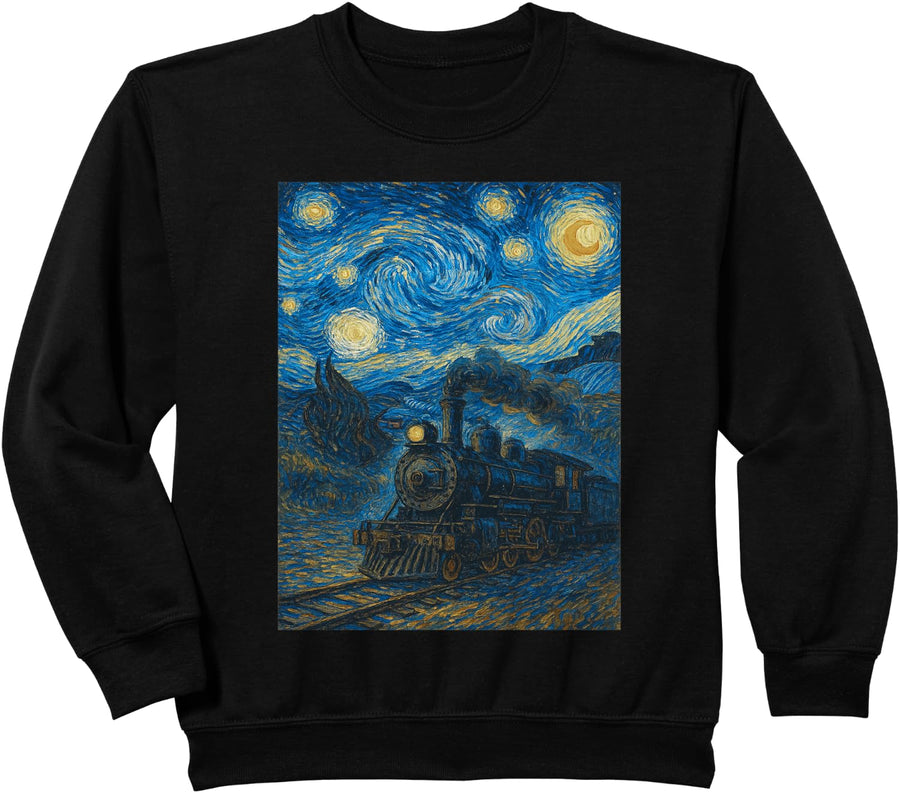 Train Design for Men Adult Train Locomotive Steam Train Sweatshirt - Black