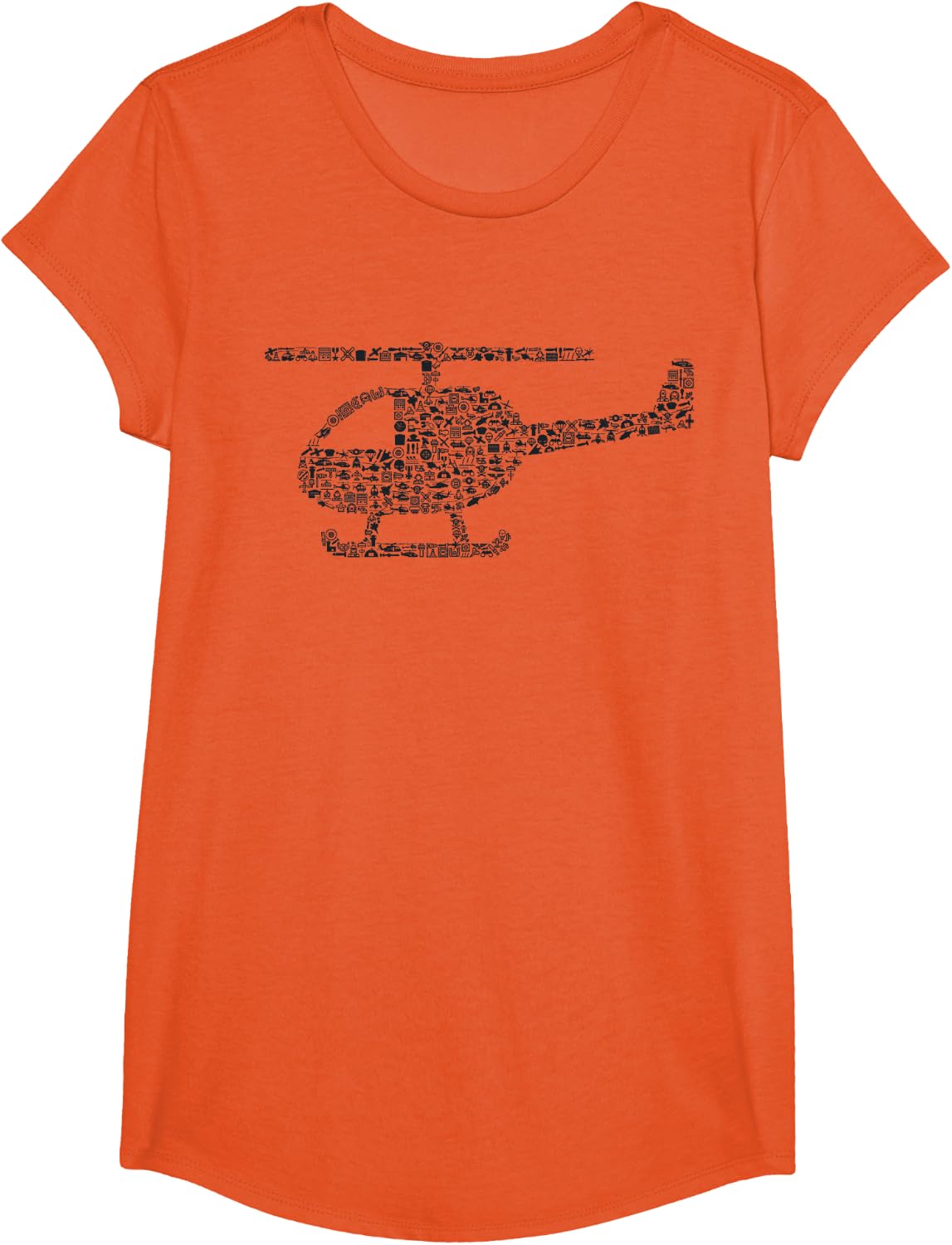 Helicopter Silhouette Icon Helicopter Pilot Gear Helicopter T-Shirt - Girls Orange