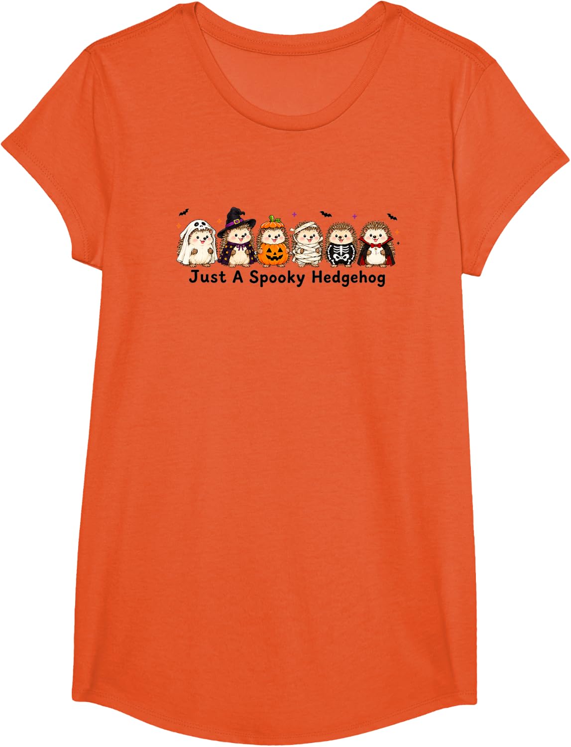 Just Spooky Hedgehog Lover Halloween Vampire Skeleton T-Shirt - Girls Orange