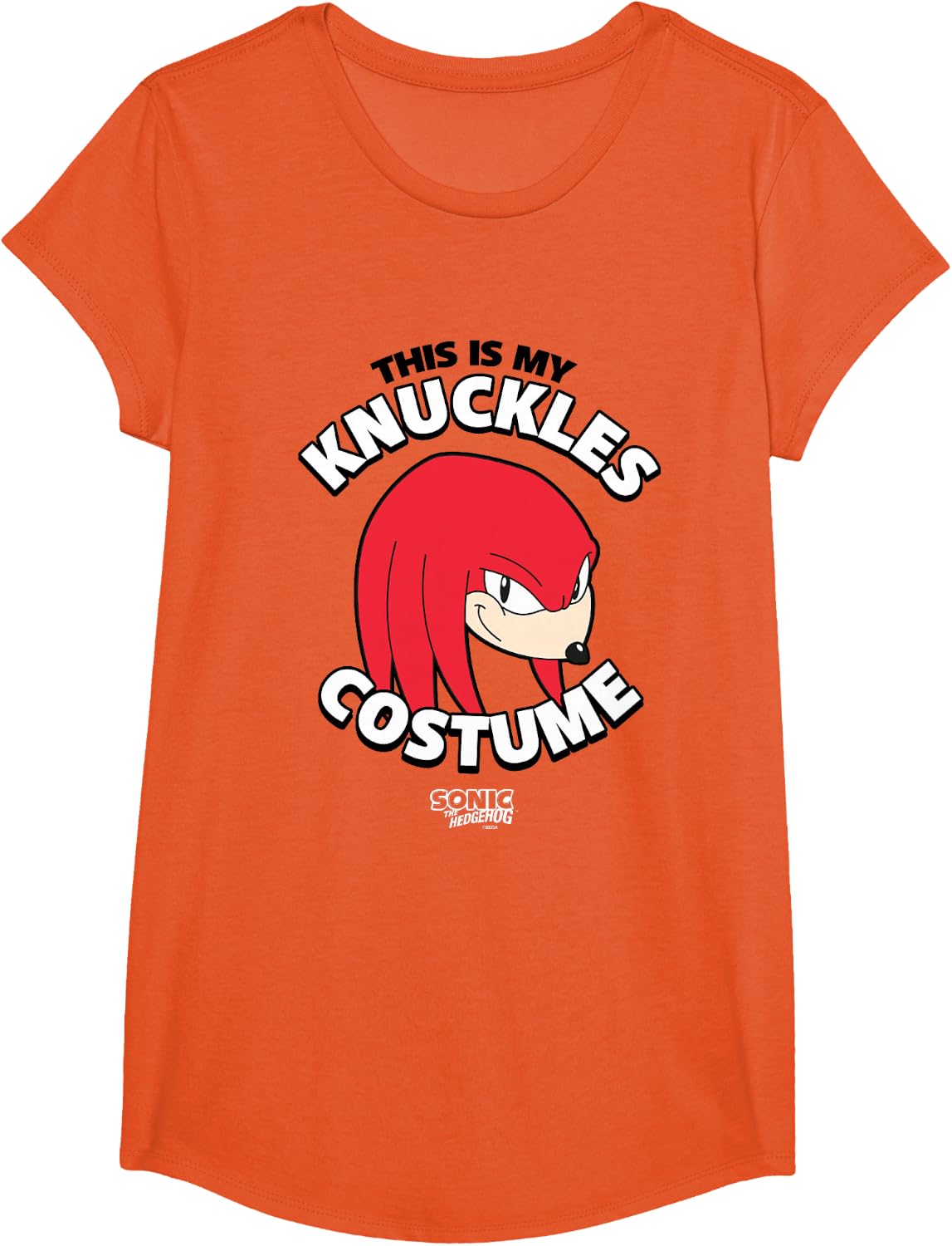 Sonic The Hedgehog Halloween Retro Knuckles Costume T-Shirt - Girls Orange